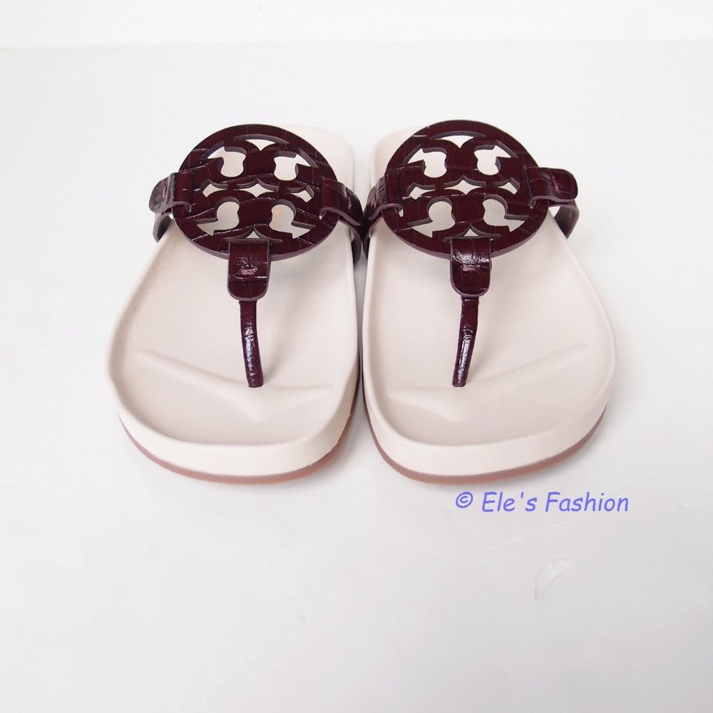 ❤️ NIB Tory Burch Miller Cloud Leather Sandal Cream PLUM US 7 7.5 8.5 9 9.5 AUTH - Picture 12 of 16